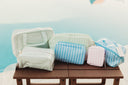 Nylon Striped Makeup Bag Collection
