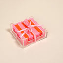 Table Talk Acrylic Coaster Set–Sicily Stripes Pink