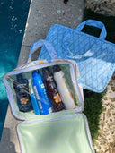 Clear Coat Toiletry Case Pink/Green Stripe