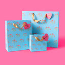 Gift Bags - Blue w/ Bouquets